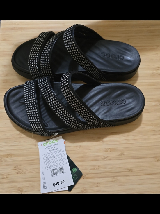 CROCS Shoes - CROCS Black Getaway Gem Strappy Sandals Women's Size 8